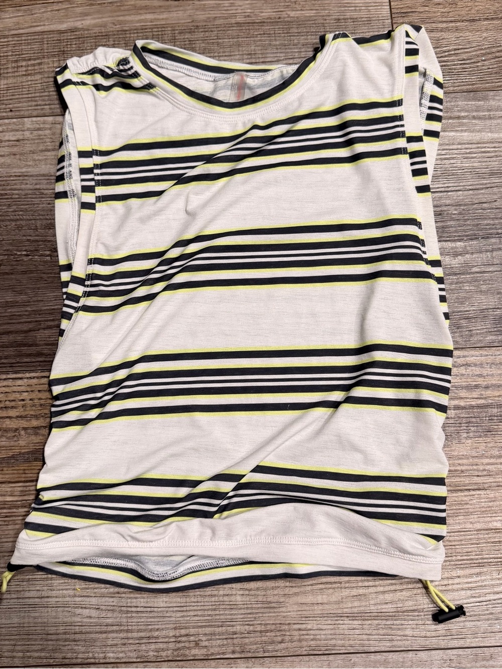 Free People Movement Striped Drawstring Tank Top XS Neon Yellow Black